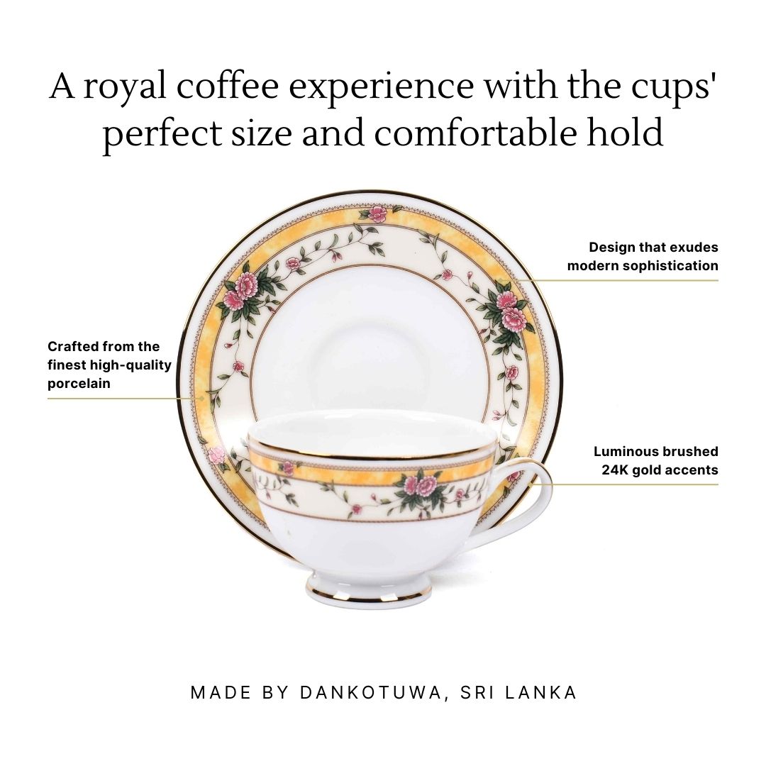 Dankotuwa Sri Lanka Tea Cup & Saucer 12pc | Yellow | Yeseniya ICHKAN