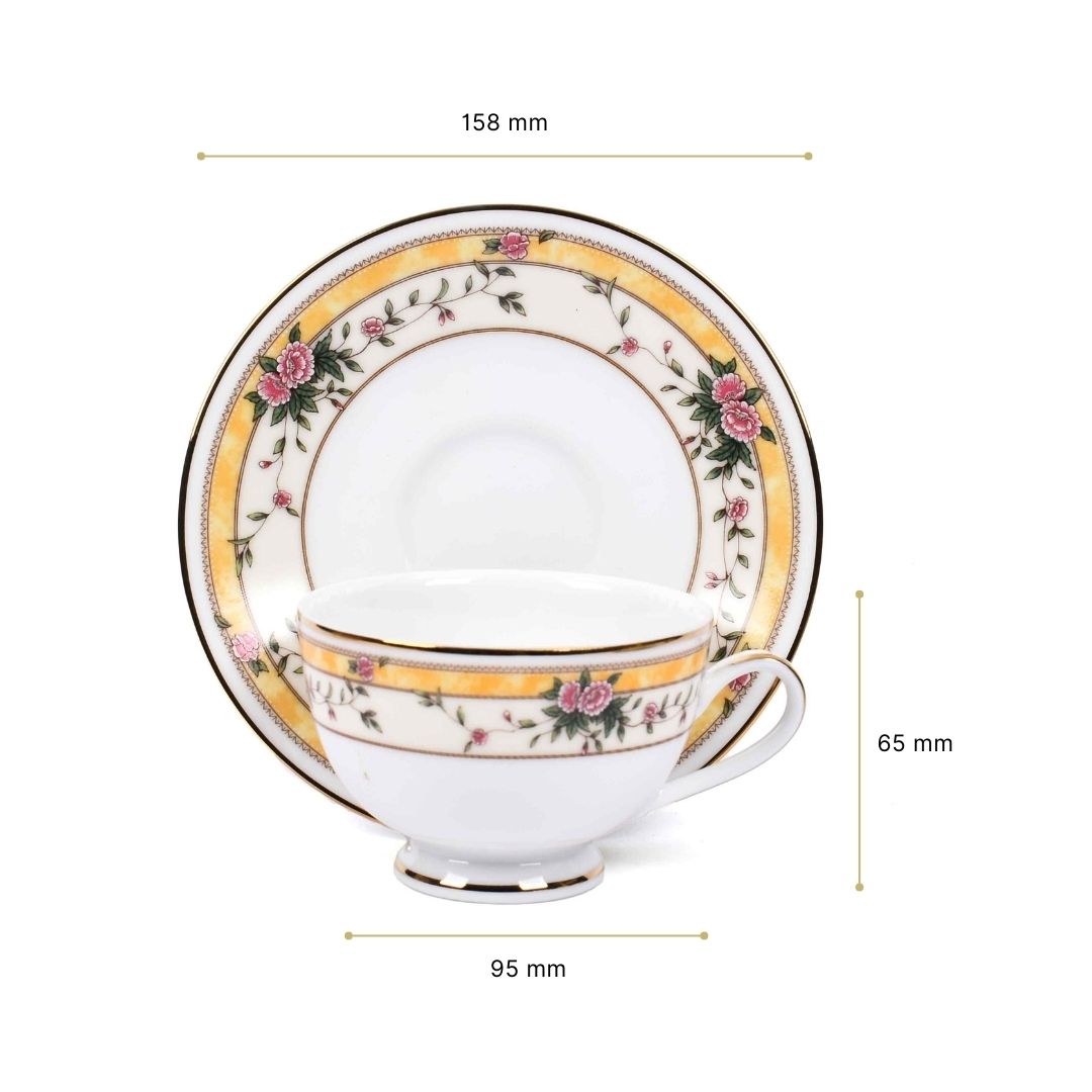 Dankotuwa Sri Lanka Tea Cup & Saucer 12pc | Yellow | Yeseniya ICHKAN