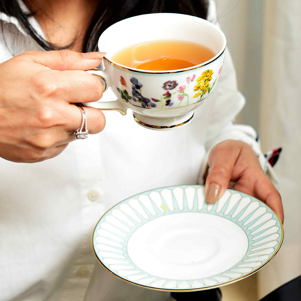 Tea Cup and Saucer Set 12 Pcs | Yellow | Basant ICHKAN