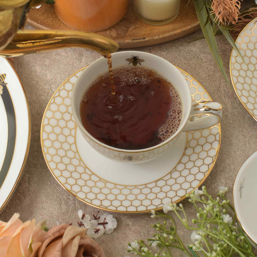 Tea Cup and Saucer Set 12 Pcs | Black | Bee ICHKAN