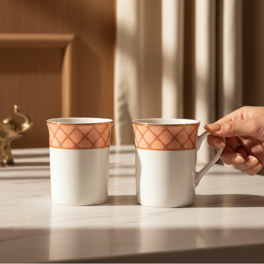 Dankotuwa Sri Lanka Mug Set 2pc with Gift Box | Peach | Angel Rope ICHKAN