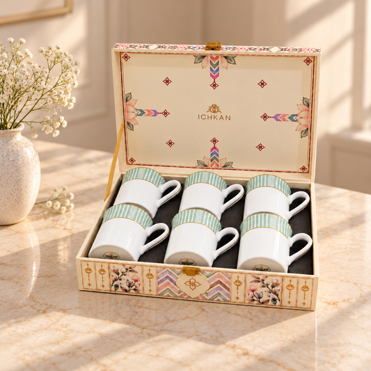 Gift Hamper | Fete Mugs Set of 6 | Stripe Green ICHKAN by Day To Day