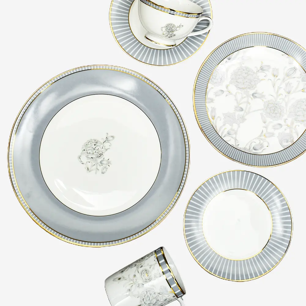 21 pc Dinner set | Grey | Grey Iris ICHKAN