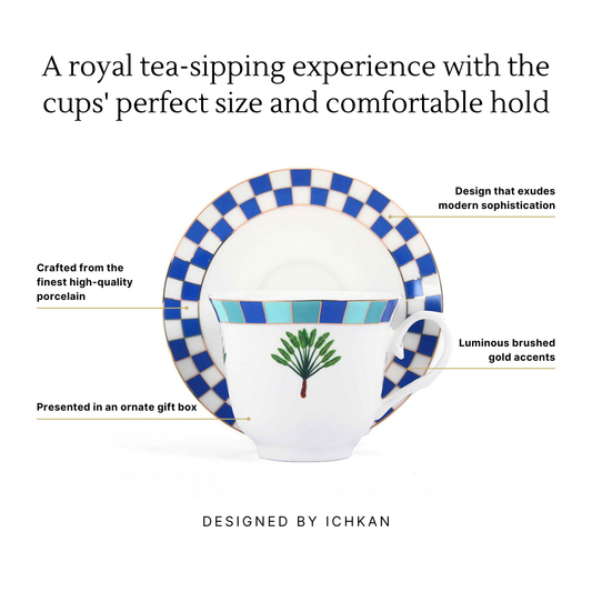 Tea Cup and Saucer Set 12 Pcs | Amalfi | Ichkan Roots