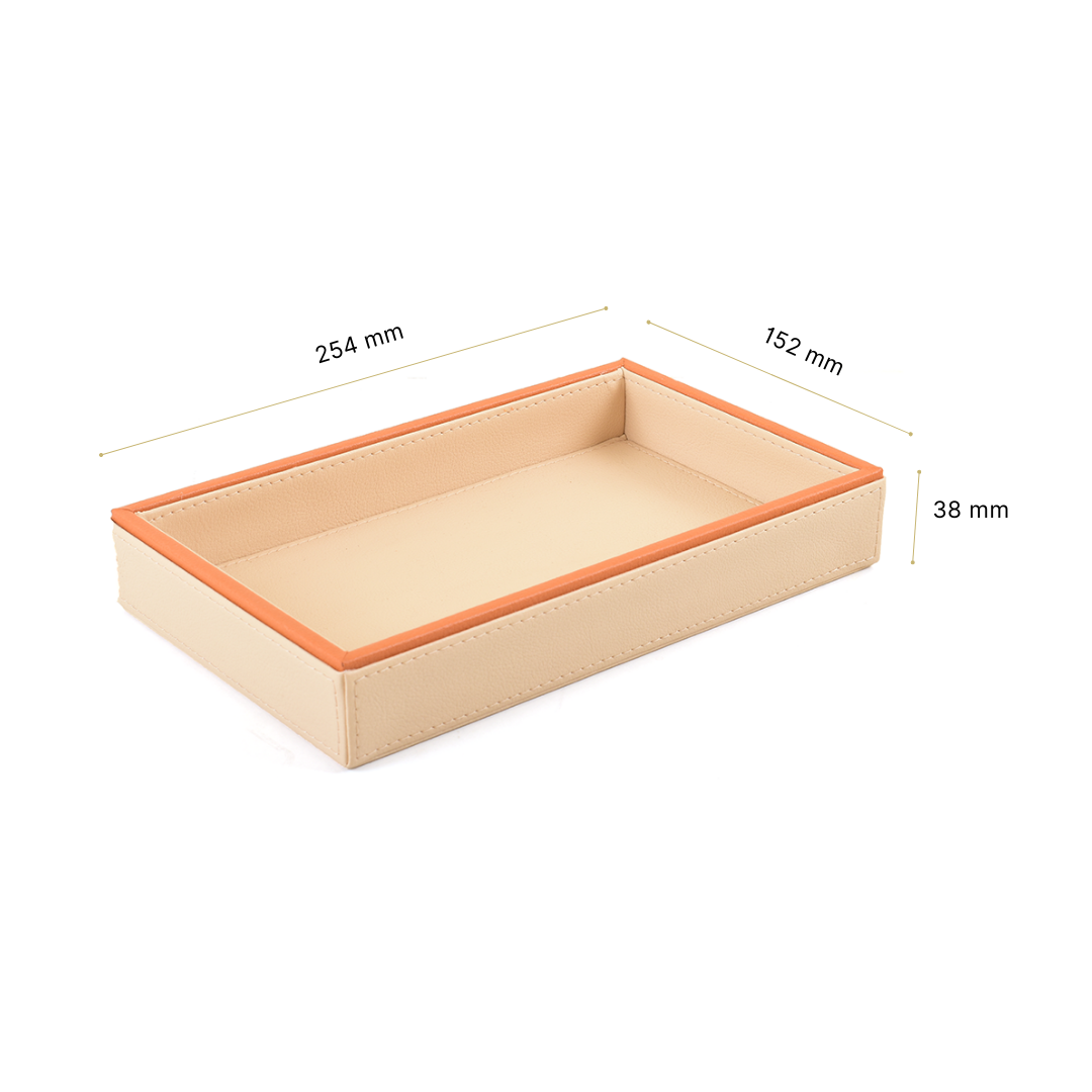 Leatherette Towel/Vanity Tray | Beige | Axis 2.0