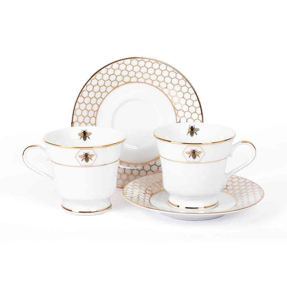Tea Cup and Saucer Set 12 Pcs Bell Shape | Black | Bee ICHKAN by Day To Day