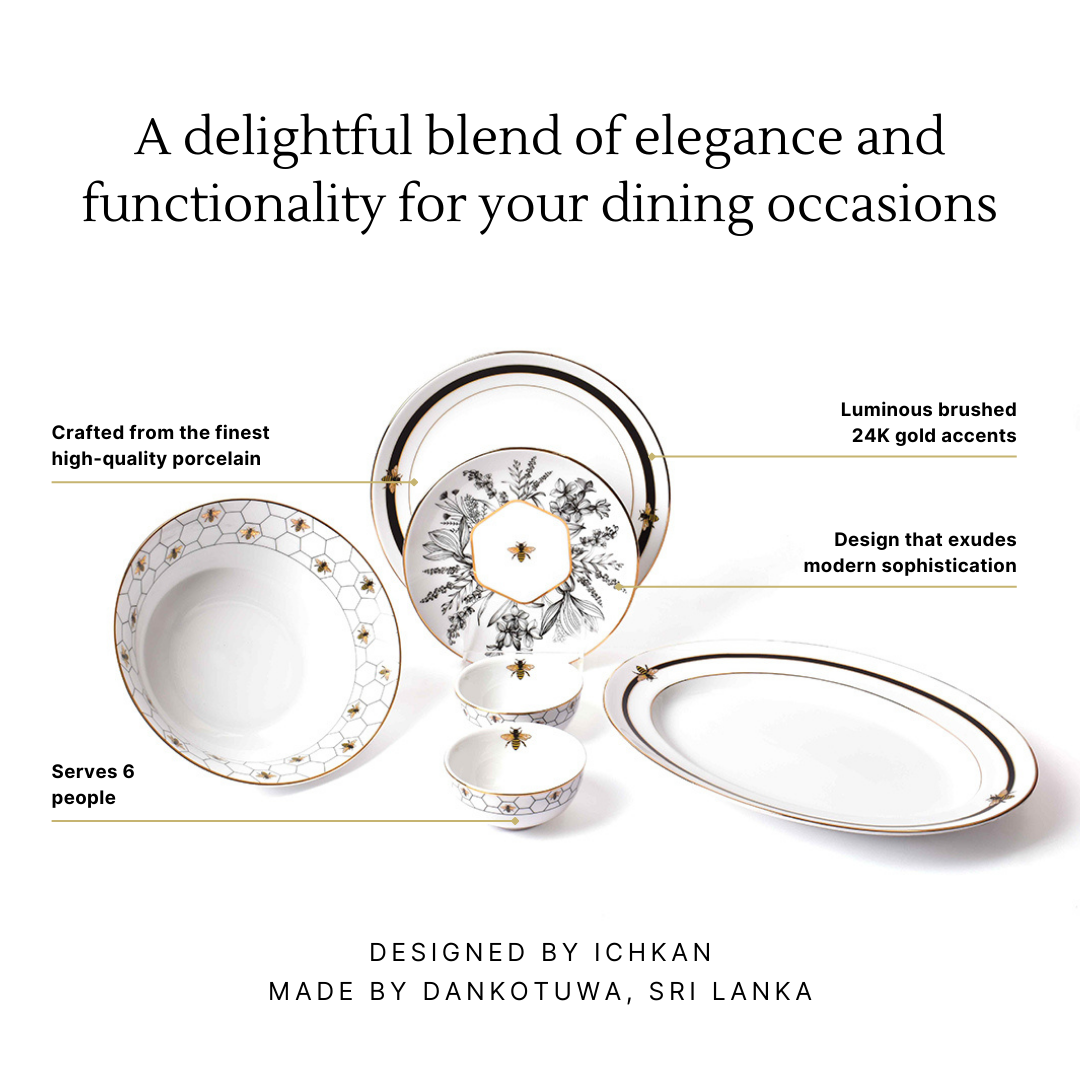 21 pc Dinner set | Black | Bee ICHKAN