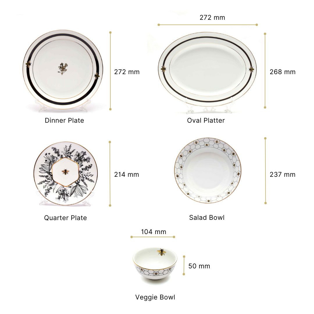21 pc Dinner set | Black | Bee ICHKAN