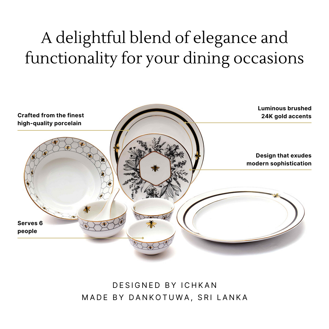 33 pc Dinner set | Black | Bee ICHKAN
