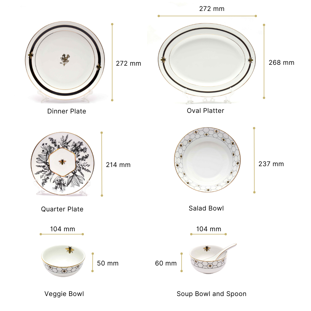 33 pc Dinner set | Black | Bee ICHKAN