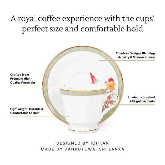 Tea Cup and Saucer Set 12 Pcs Bell Shape | Green| Bloom ICHKAN by Day To Day