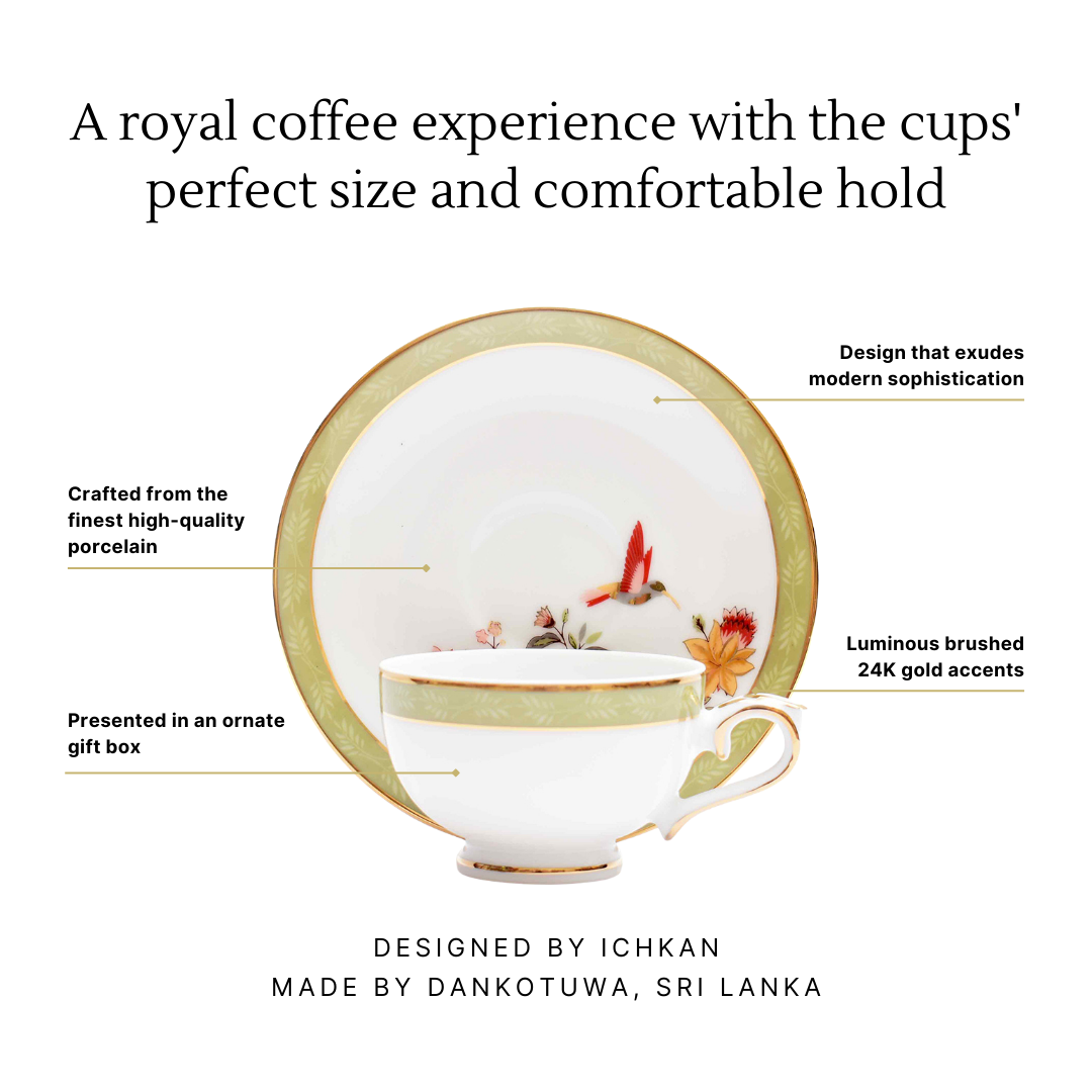Machiatto Cup & Saucer 12 Pc | Green | Bloom ICHKAN