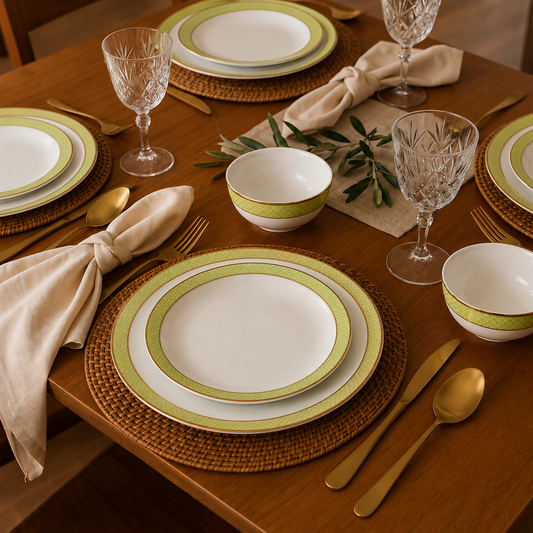 21 pc Dankotuwa Sri Lanka Dinner set | Green | Princely ICHKAN