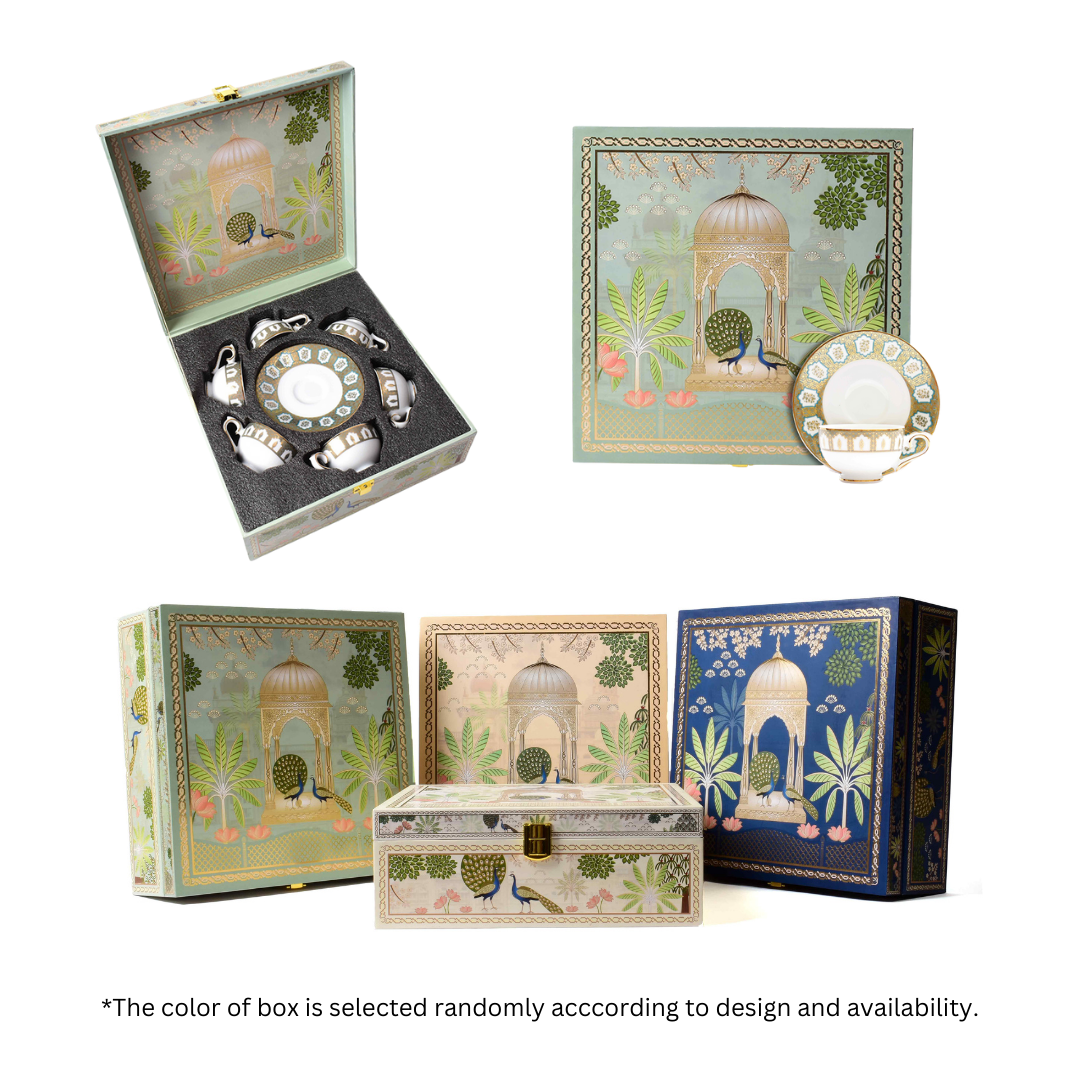 Macchiato Cup & Saucer 12 Pcs - Gift Box | Blue | Chinar ICHKAN