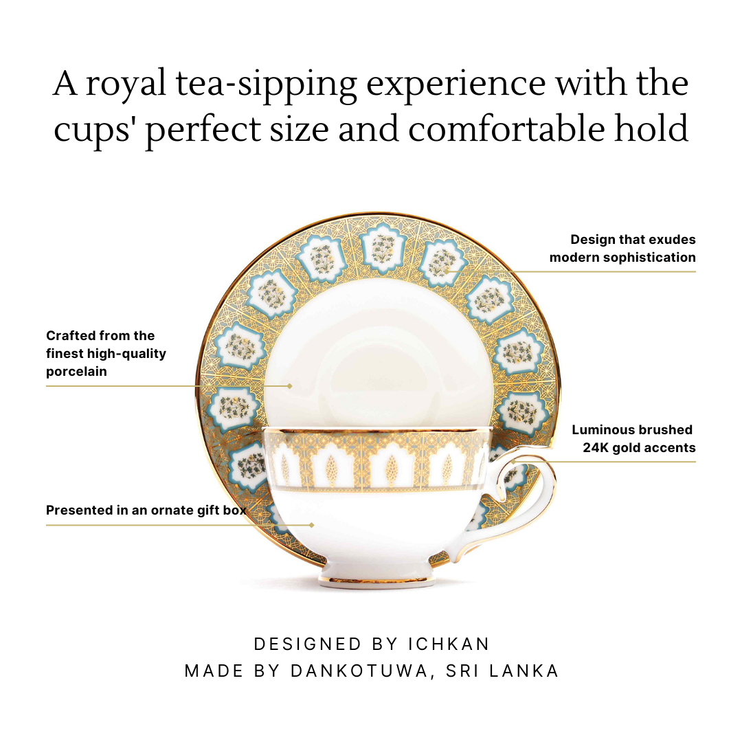 Tea Cup & Saucer 12pc | Blue | Chinar ICHKAN