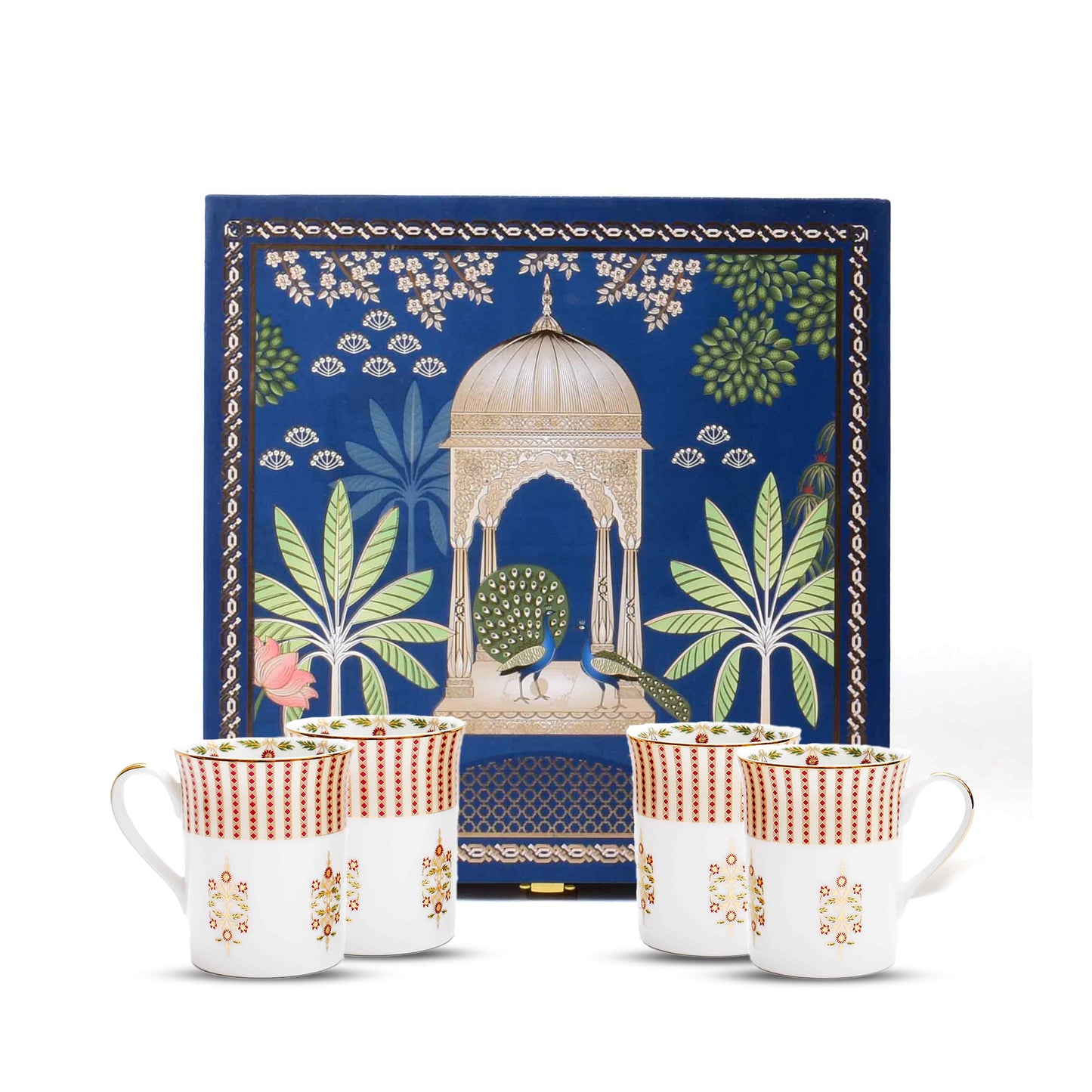 Classic Coffee Mug Set of 4 - Gift Box | Red | Kokanadam ICHKAN