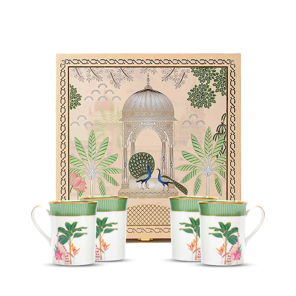 Classic Coffee Mug Set of 4 - Gift Box | Green | Mayura ICHKAN