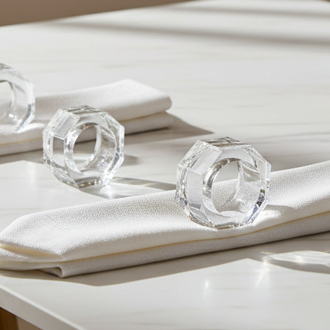 Crystal Octagon Napkin Ring | Transparent | Crystal Napkin Rings ICHKAN by Day To Day