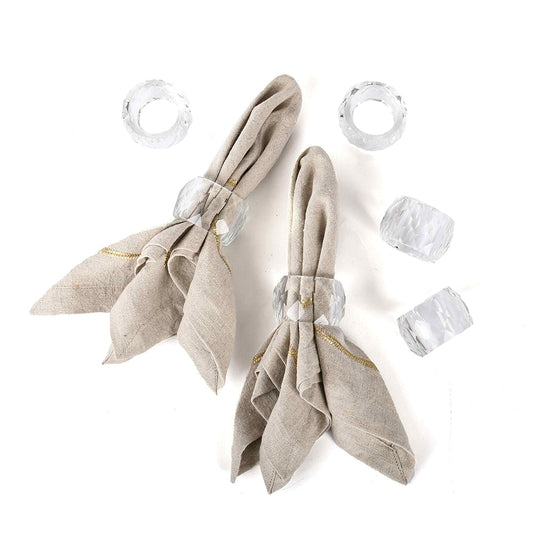 Crystal Round Diamond Cut Napkin Ring | Transparent | Crystal Napkin Rings ICHKAN by Day To Day