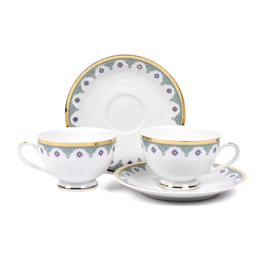 Dankotuwa Sri Lanka Tea Cup & Saucer 12pc | Blue | Isabella Gold ICHKAN