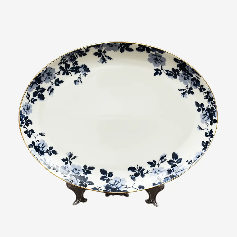21 pc Dinner set | Blue | Zeneta Leaves ICHKAN