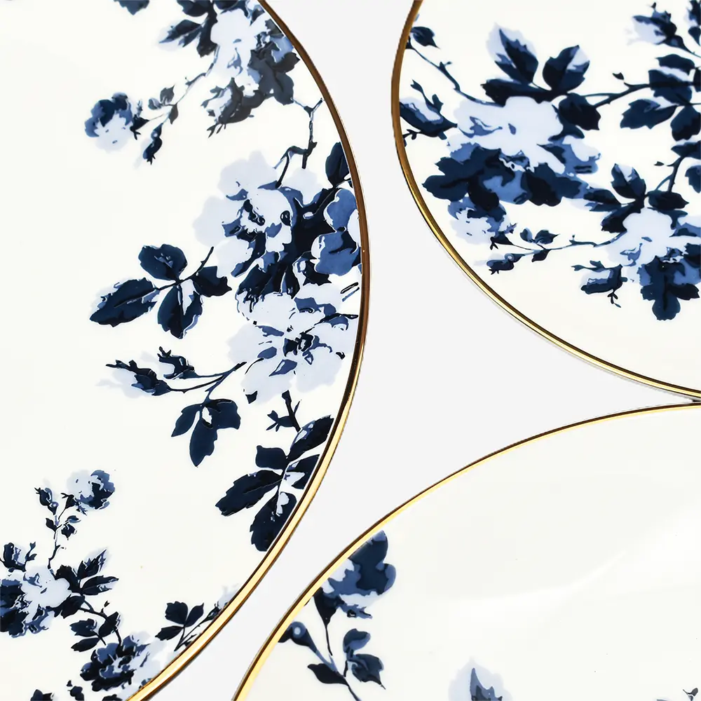 Tea Cup & Saucer 6pc | Blue | Zeneta Leaves ICHKAN