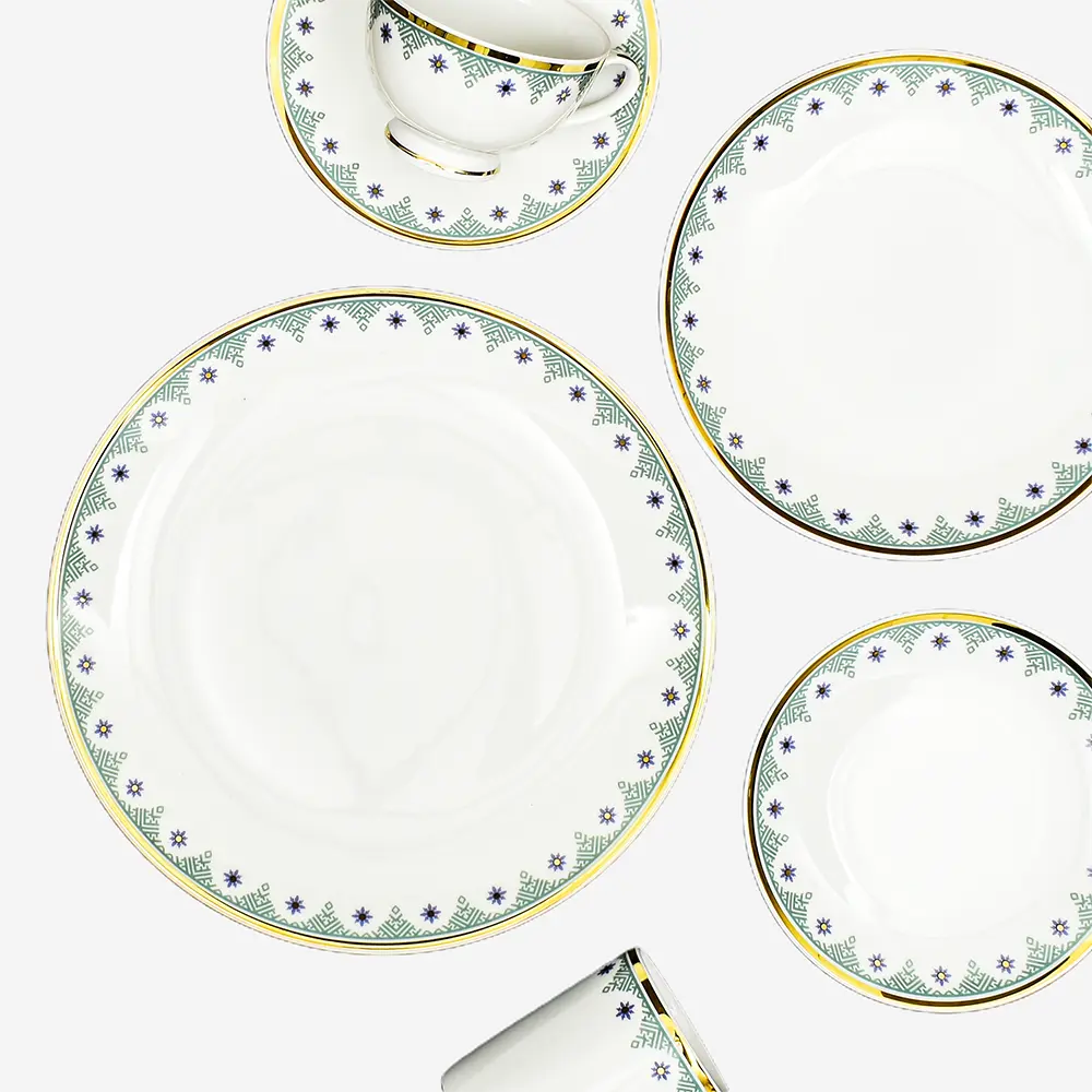 21 pc Dinner set | Blue | Isabella Gold ICHKAN