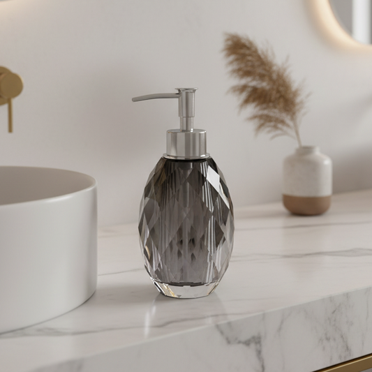 Crystal Diamond Cut Soap Dispenser | Black | Crystal Powder Room Utility ICHKAN by Day To Day