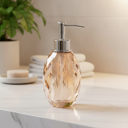 Crystal Diamond Cut Soap Dispenser | Golden | Crystal Powder Room Utility ICHKAN by Day To Day