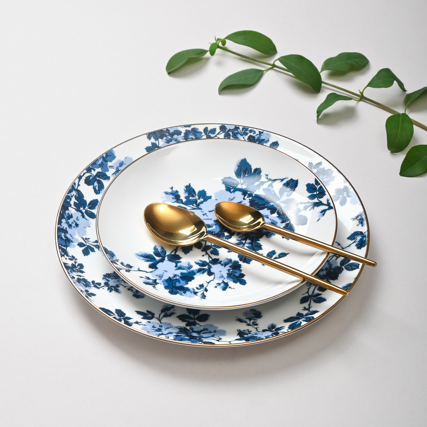 21 pc Dankotuwa Sri Lanka Dinner set | Blue | Zeneta Leaves ICHKAN