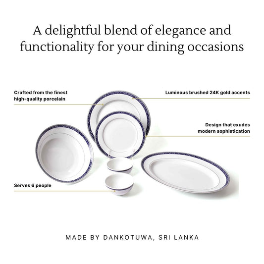 21 pc Dankotuwa Sri Lanka Dinner set | Blue | Dinole ICHKAN
