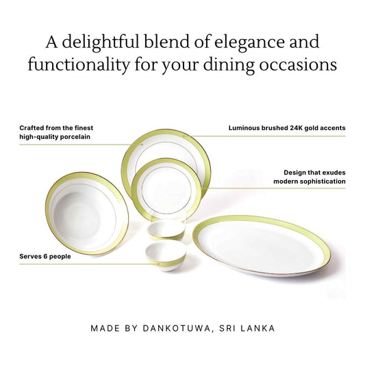 21 pc Dankotuwa Sri Lanka Dinner set | Green | Princely ICHKAN
