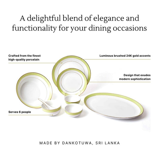 33 pc Dankotuwa Sri Lanka Dinner set | Green | Princely ICHKAN