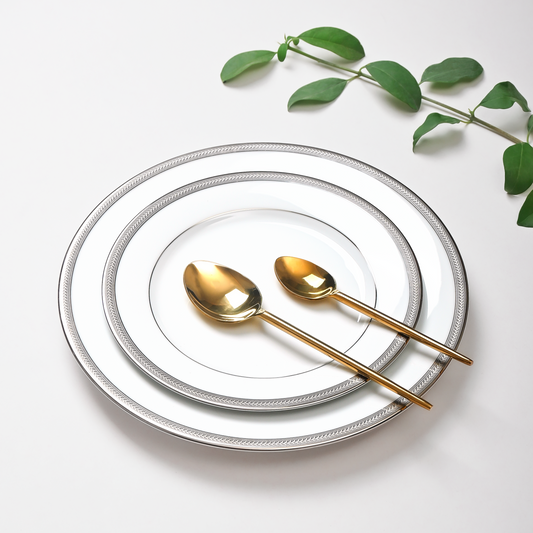 Porcelain Dinner Set 41pc | Platinum | Vienna Platinum ICHKAN by Day To Day