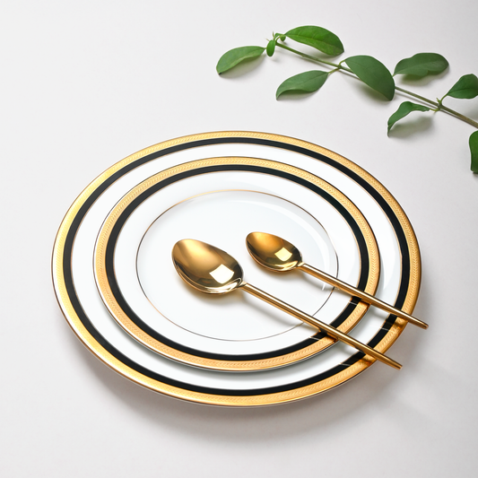 Porcelain Dinner Set 41pc | Black Gold | Vienna Blue ICHKAN by Day To Day