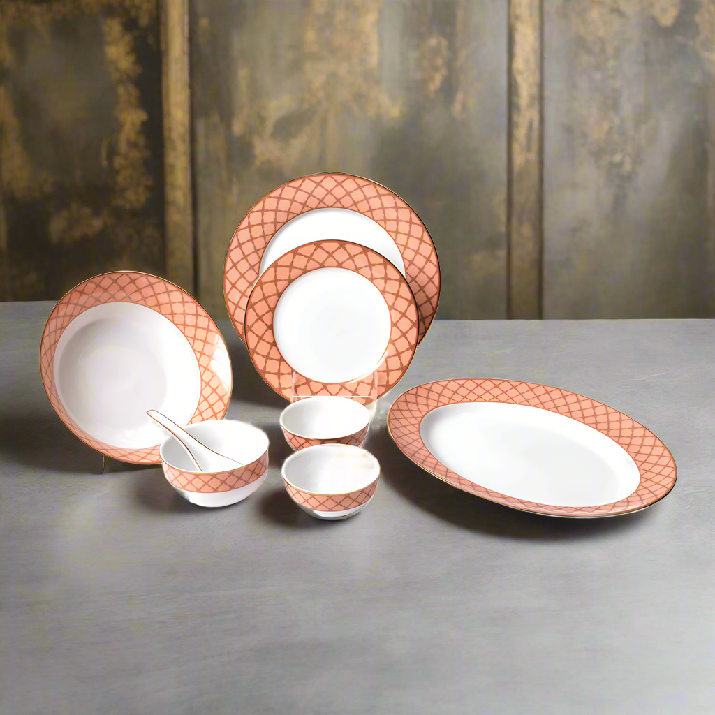 33 pc Dankotuwa Sri Lanka Dinner set | Peach | Angel Rope ICHKAN