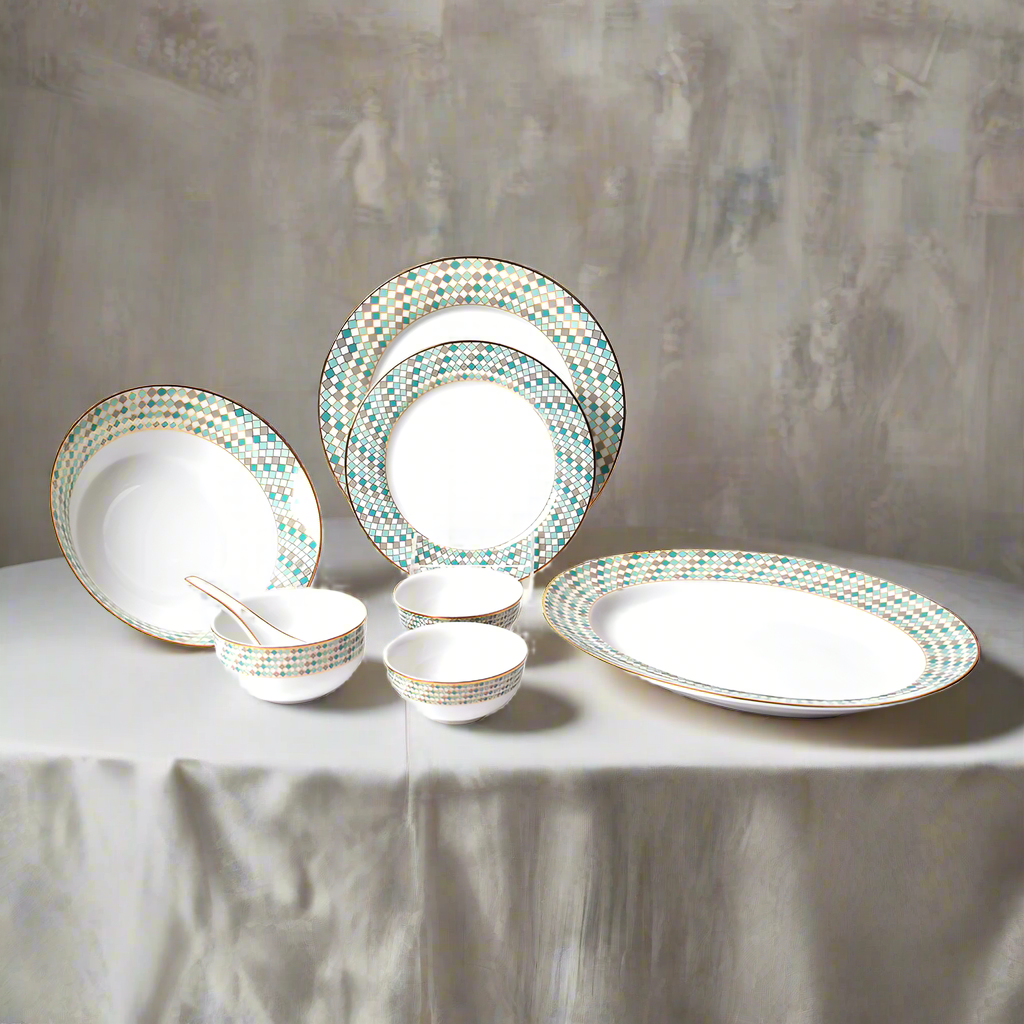 21 pc Dankotuwa Sri Lanka Dinner set | Teal | Christolite ICHKAN
