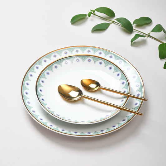 33 pc Dankotuwa Sri Lanka Dinner set | Green | Isabella Gold ICHKAN