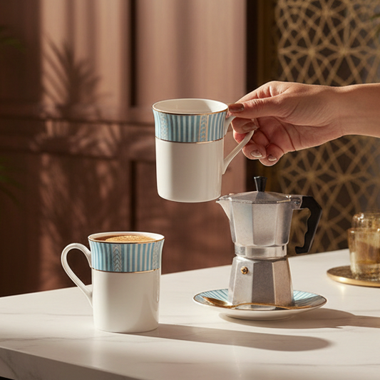 Classic Coffee Mug Set of 6 | Stripe Blue | Fete ICHKAN by Day To Day