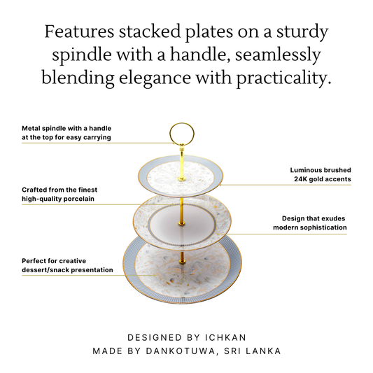 3 Tier Dessert Platter/Cake Stand | Grey | Grey Iris ICHKAN