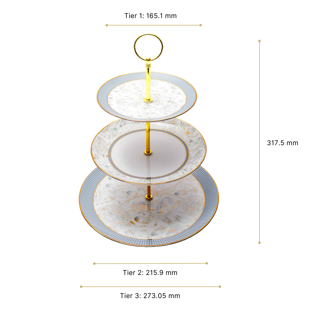 3 Tier Dessert Platter/Cake Stand | Grey | Grey Iris ICHKAN