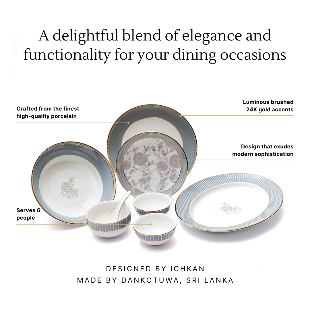 33 pc Dinner set | Grey | Grey Iris ICHKAN