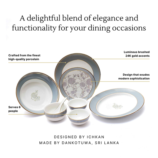 33 pc Dinner set | Grey | Grey Iris ICHKAN