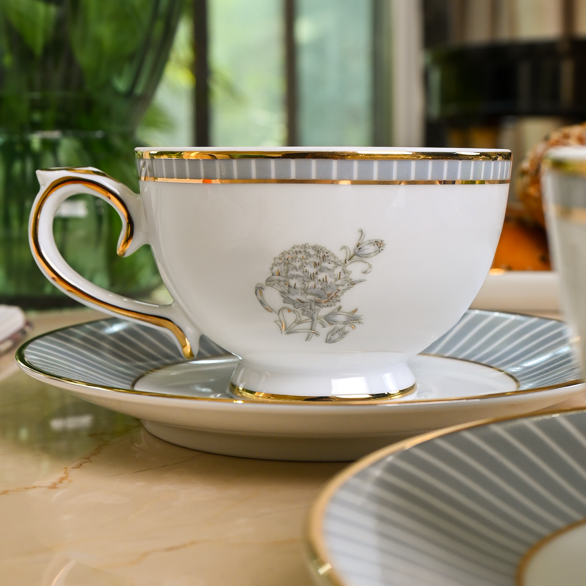 Tea Cup & Saucer 12pc | Grey | Grey Iris ICHKAN