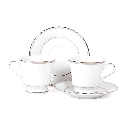 Tea Cup and Saucer Set 12 Pcs | Platinum | Infinity Platinum ICHKAN by Day To Day