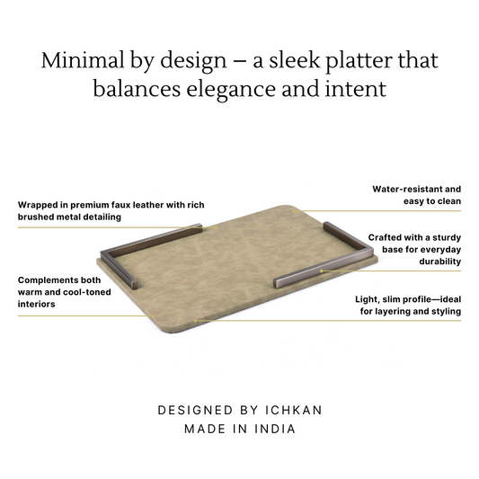 Metal Leatherette Serving Platter | Beige | Luxe ICHKAN by Day To Day