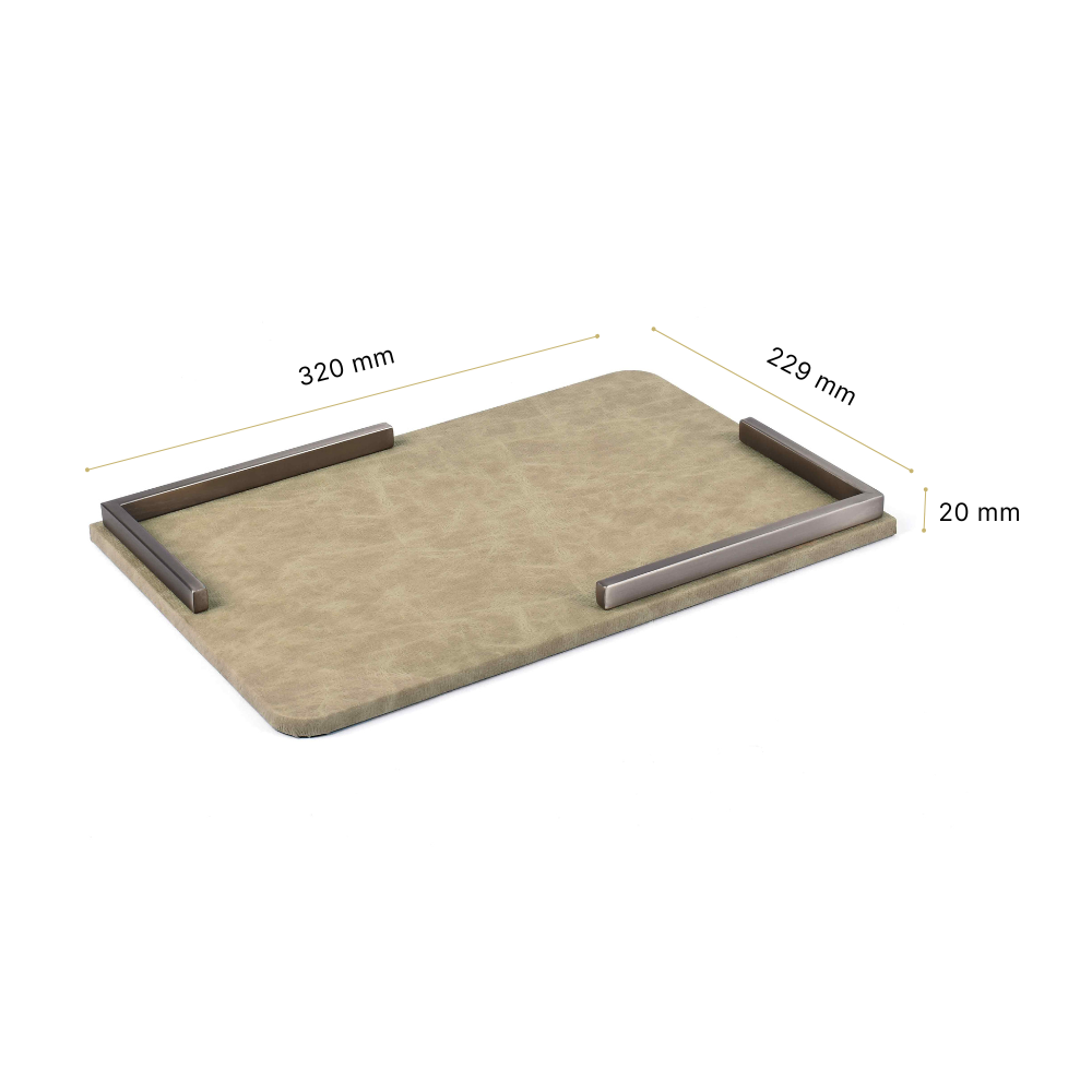 Metal Leatherette Serving Platter | Beige | Luxe ICHKAN by Day To Day