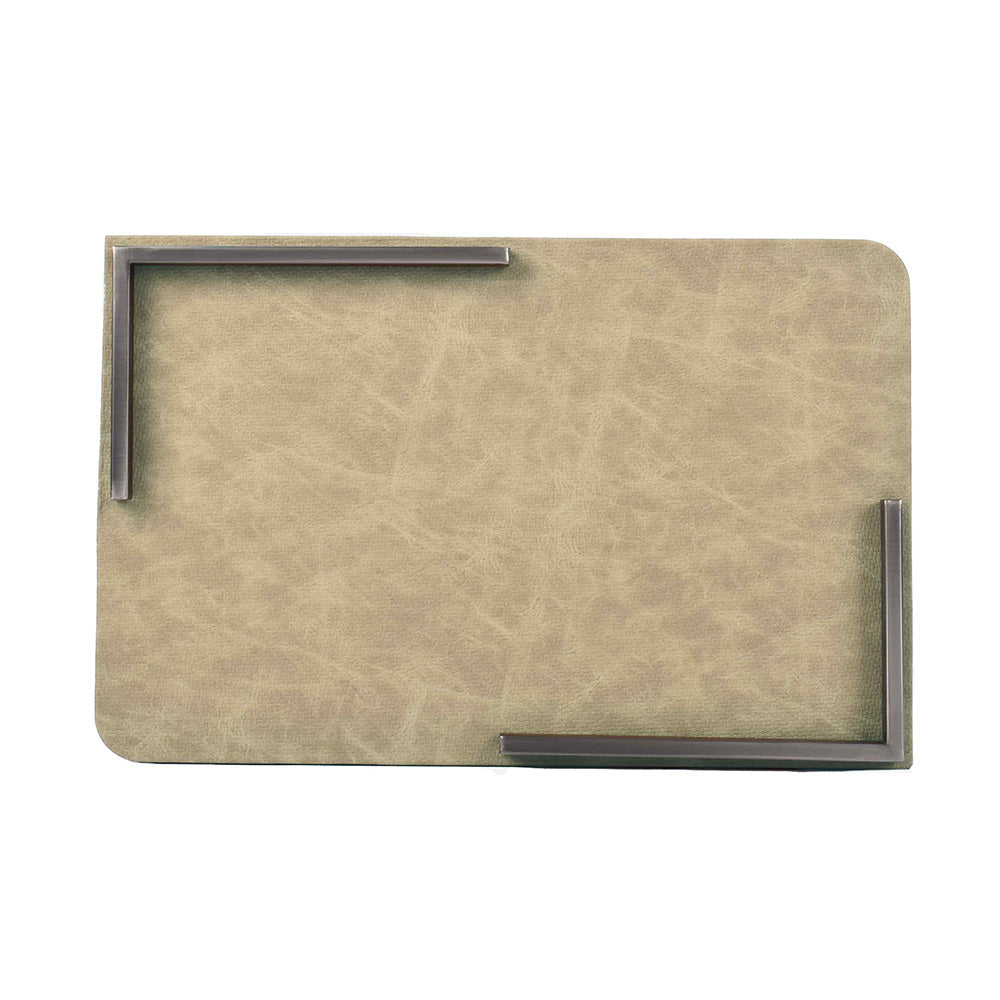Metal Leatherette Serving Platter | Beige | Luxe ICHKAN by Day To Day
