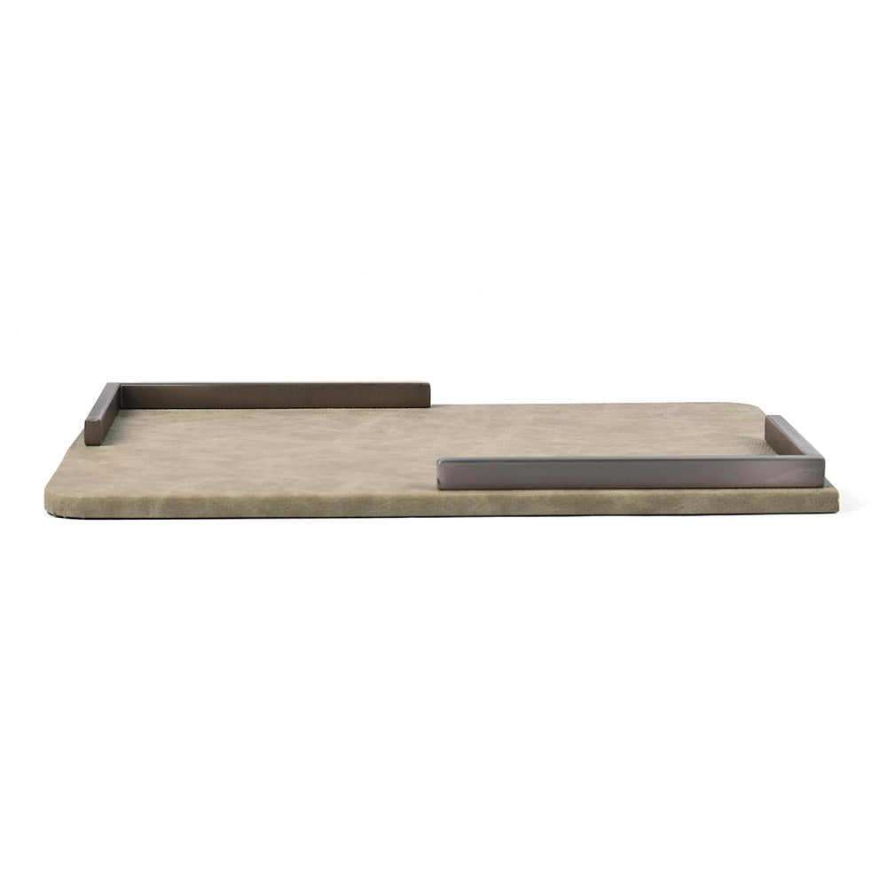 Metal Leatherette Serving Platter | Beige | Luxe ICHKAN by Day To Day