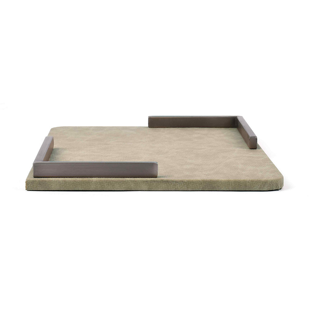 Metal Leatherette Serving Platter | Beige | Luxe ICHKAN by Day To Day